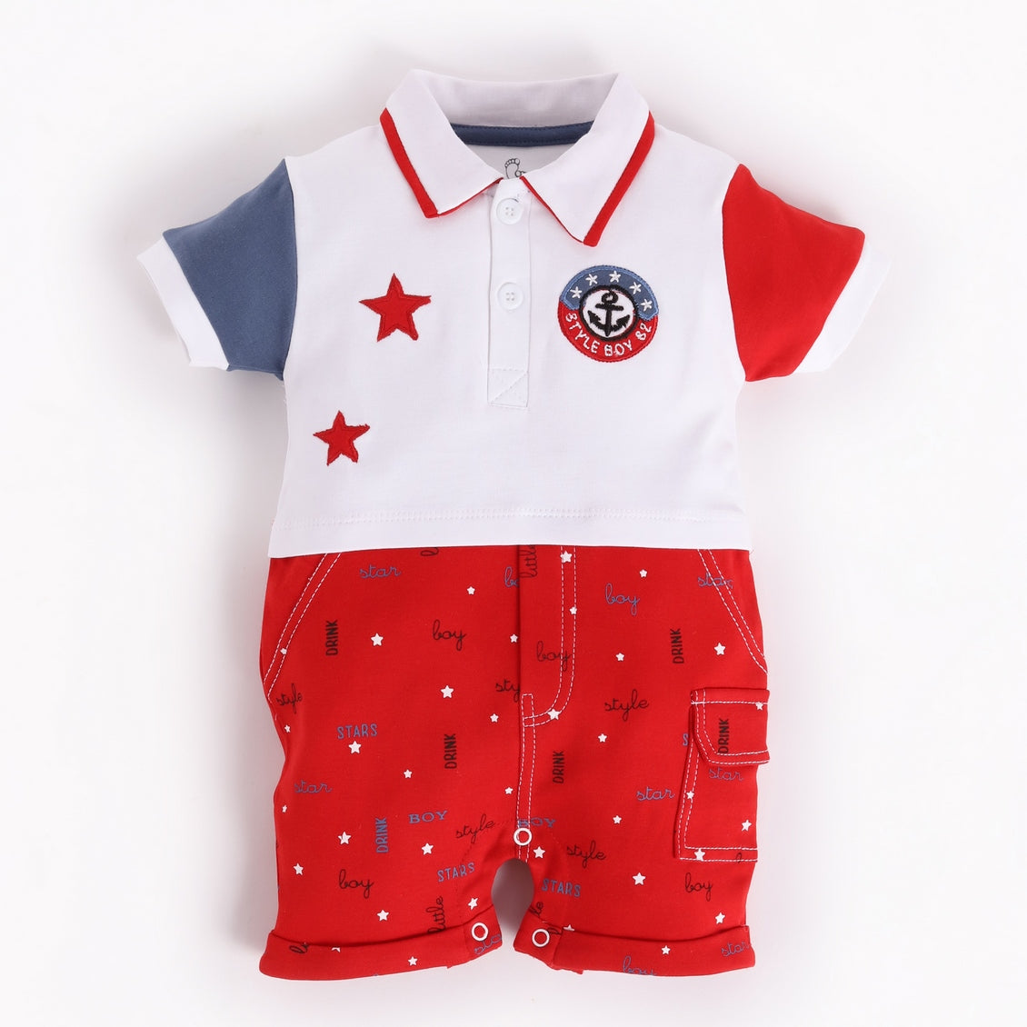 Half Sleeves Round neck Romper/Summer clothes/Creeper/new born/infent wear/ for Baby Boys 100% Pure Cotton-RED