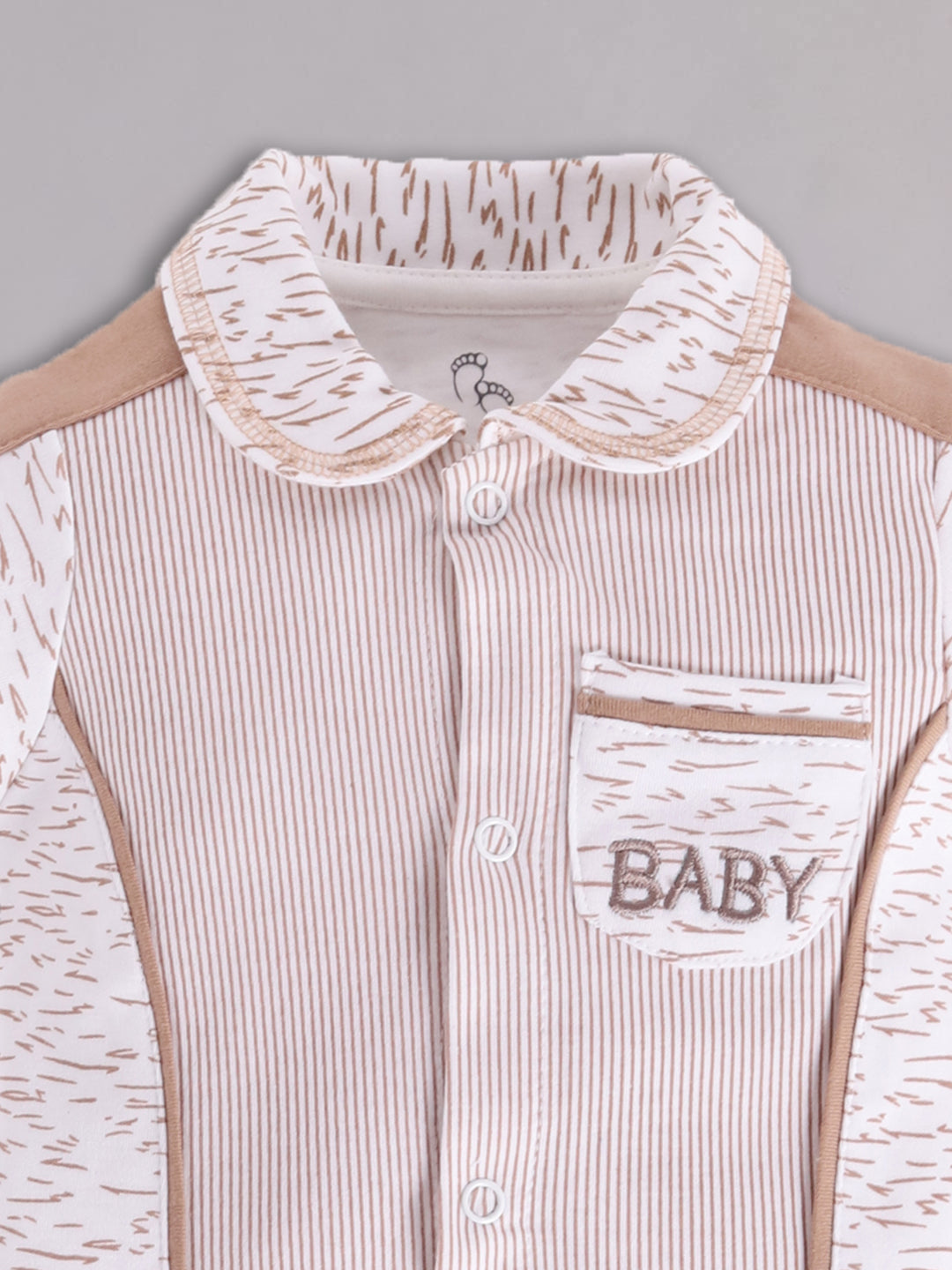 Half Sleeves Round neck Romper for Baby Boys 100% Pure Cotton - BEIGE