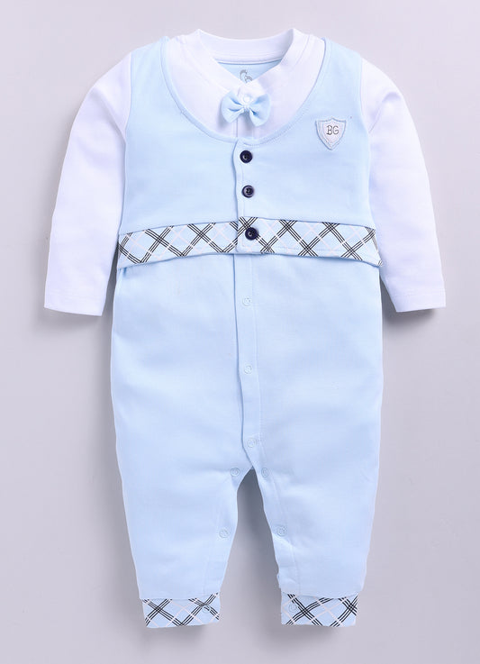 Baby Boy Cute Bow Romper-Sky Blue