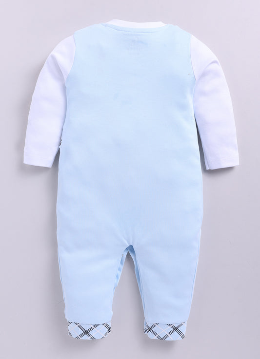 Baby Boy Cute Bow Romper-Sky Blue