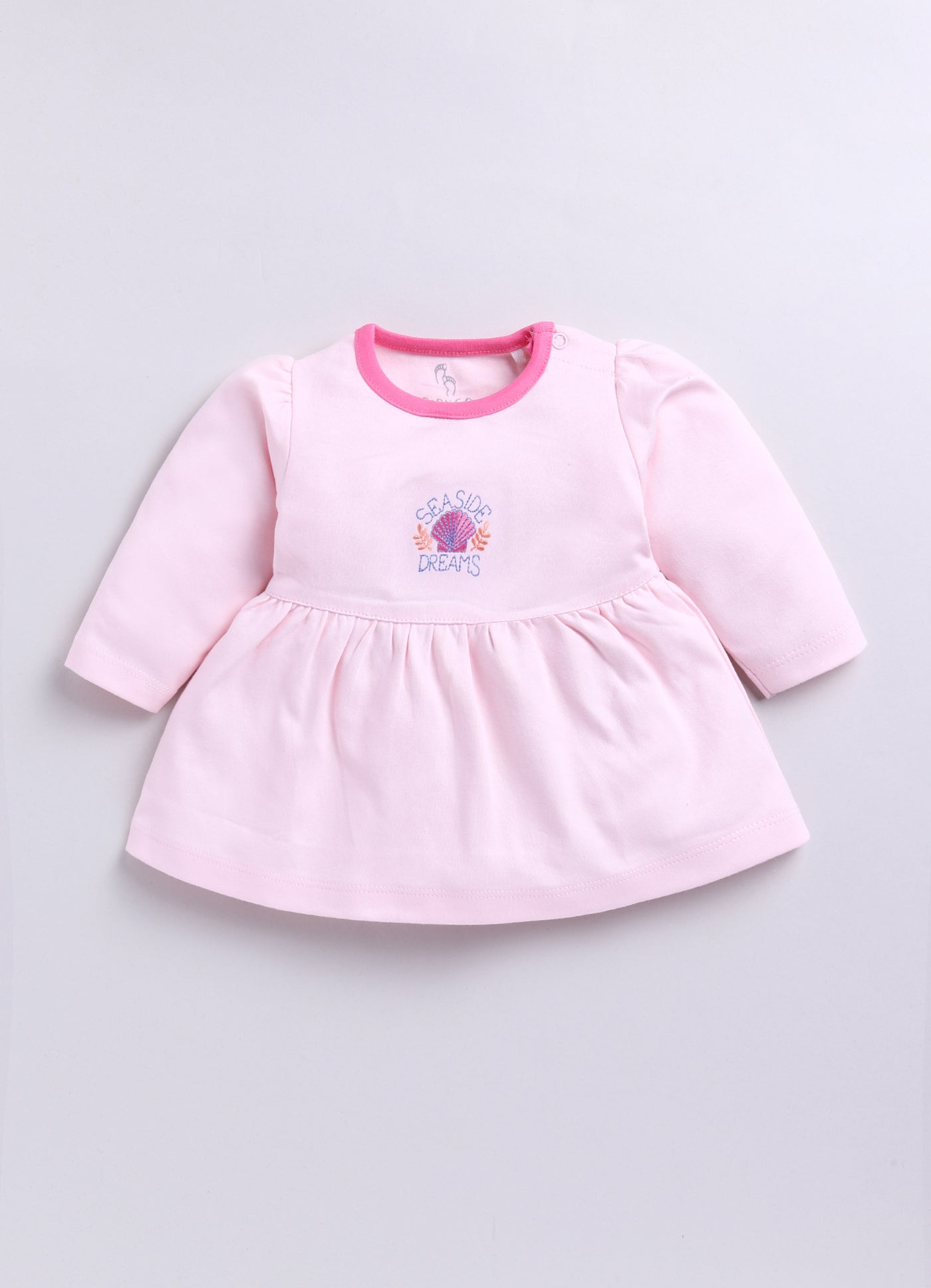 Mid/knee length baby girl frock for casual wear-PINK
