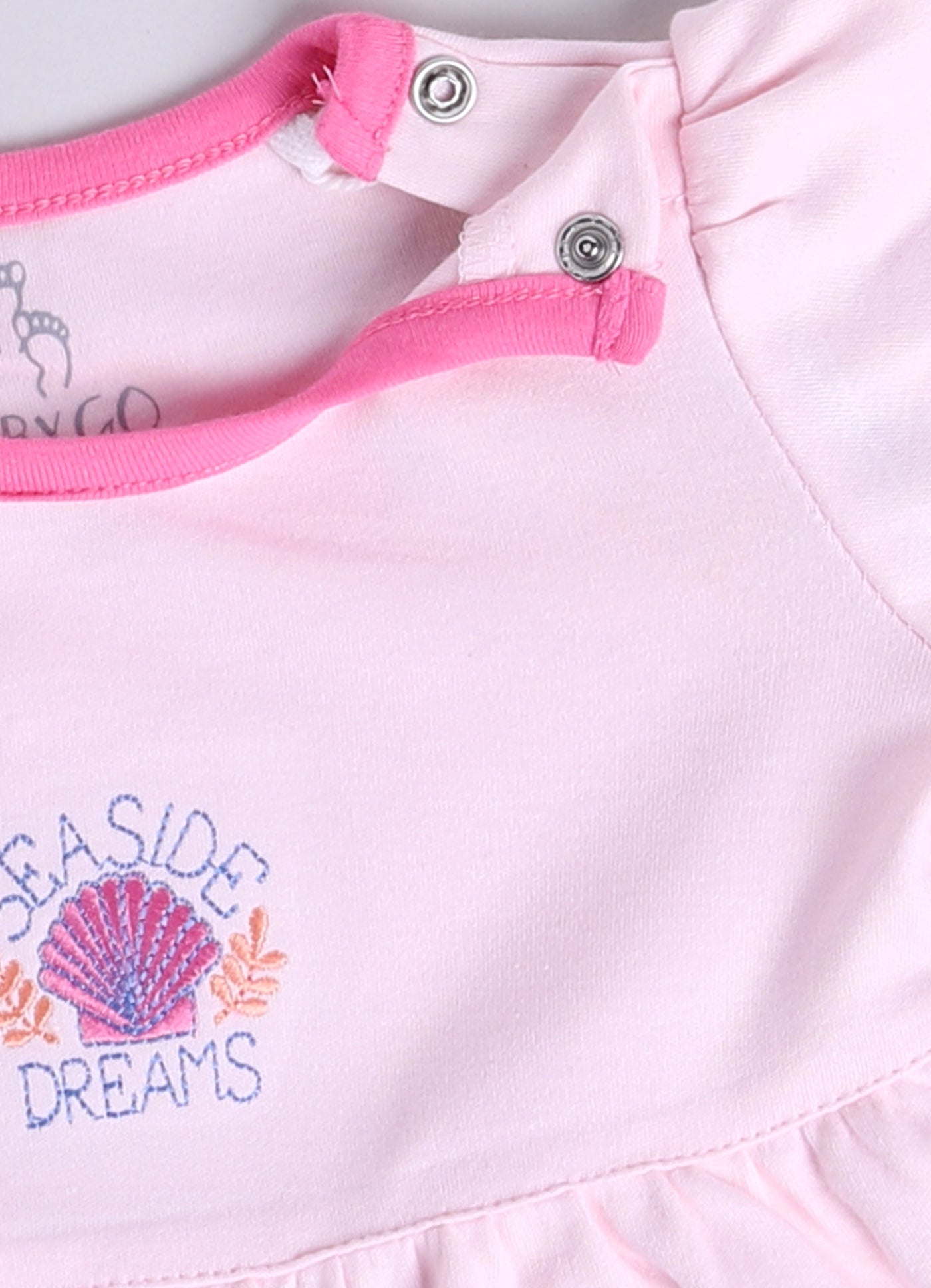 Mid/knee length baby girl frock for casual wear-PINK