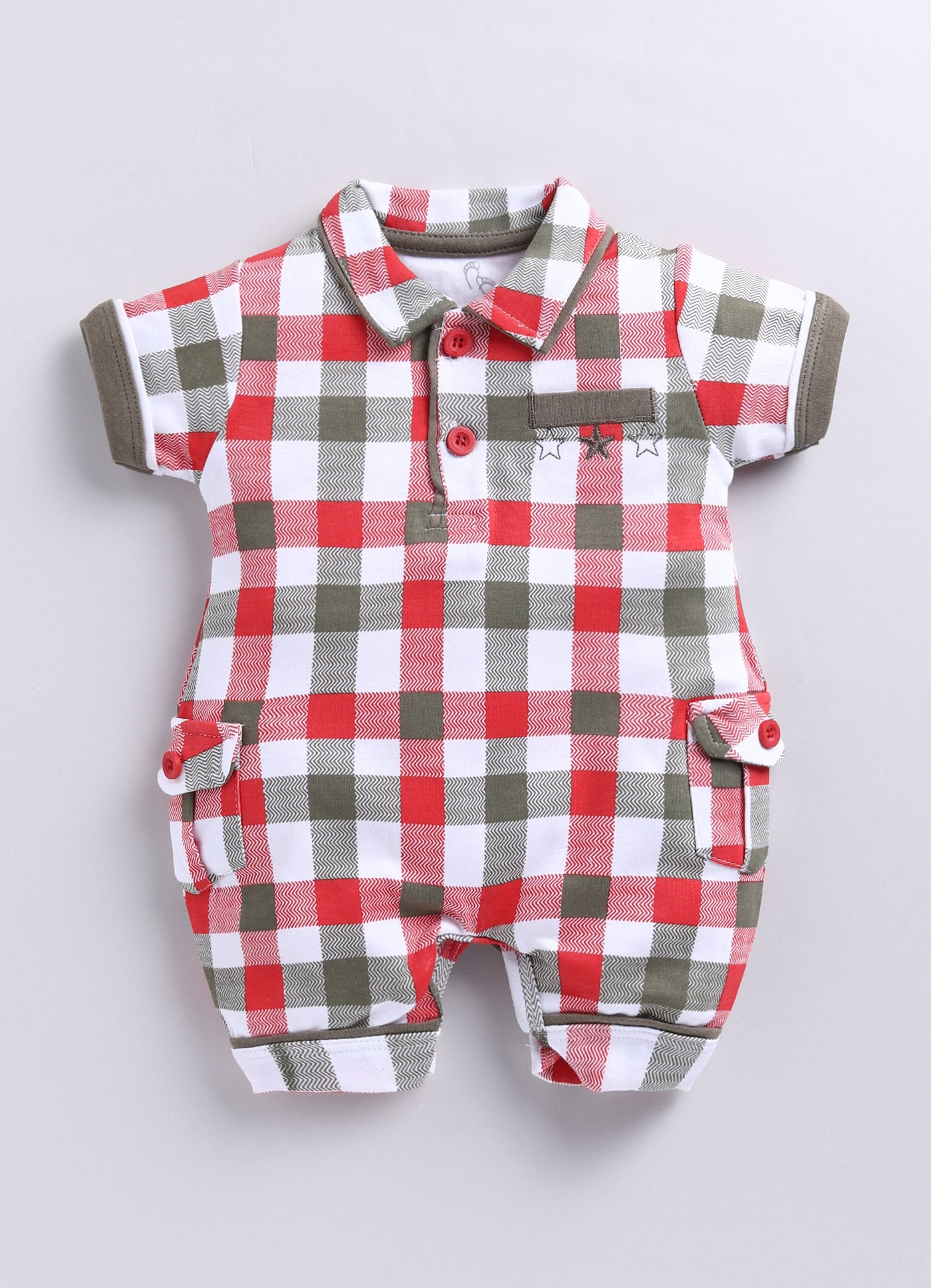 Half Sleeves Romper for Baby Boys 100% Pure Cotton-OLIVE