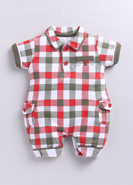 Half Sleeves Romper for Baby Boys 100% Pure Cotton-OLIVE