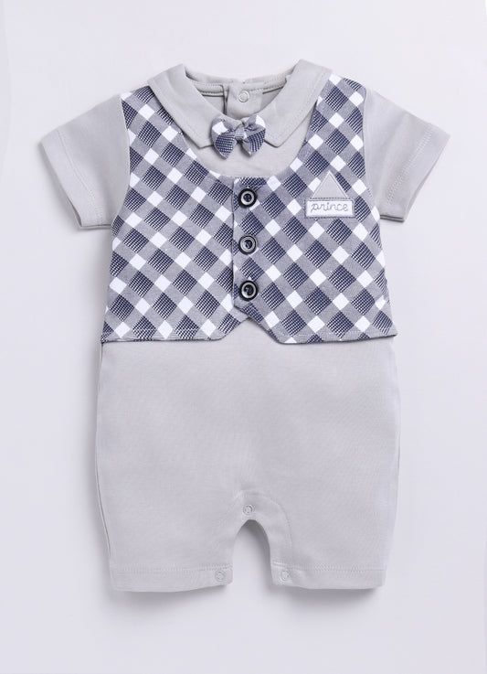 Half Sleeves Round neck Romper/Summer clothes/Creeper/new born/infent wear/ for Baby Boys 100% Pure Cotton-GREY