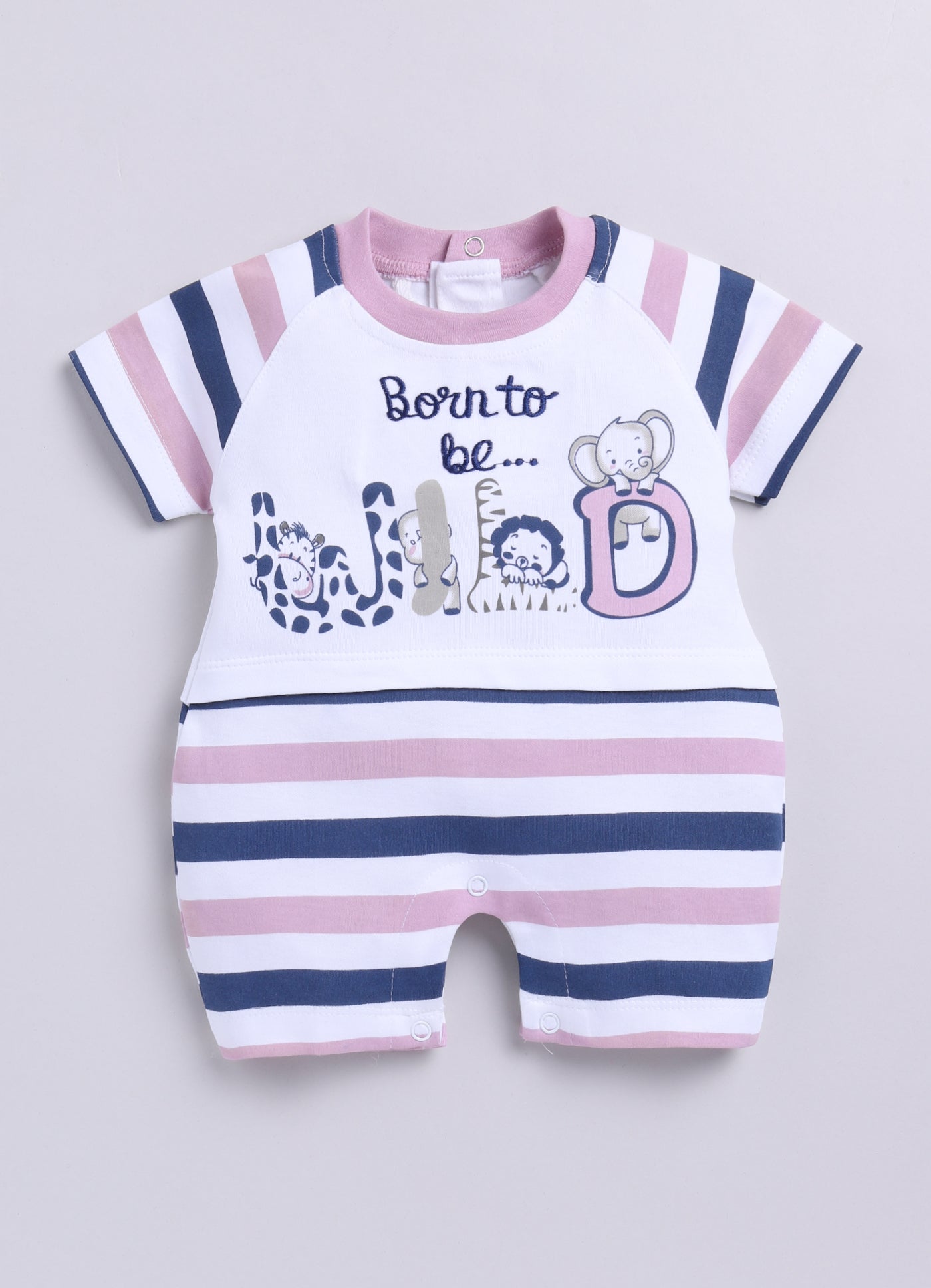 Half Sleeves Romper for Baby Boys 100% Pure Cotton-ROSE