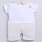Half Sleeves Round neck Teddy print Romper/creeper for Baby Boys-BEIGE