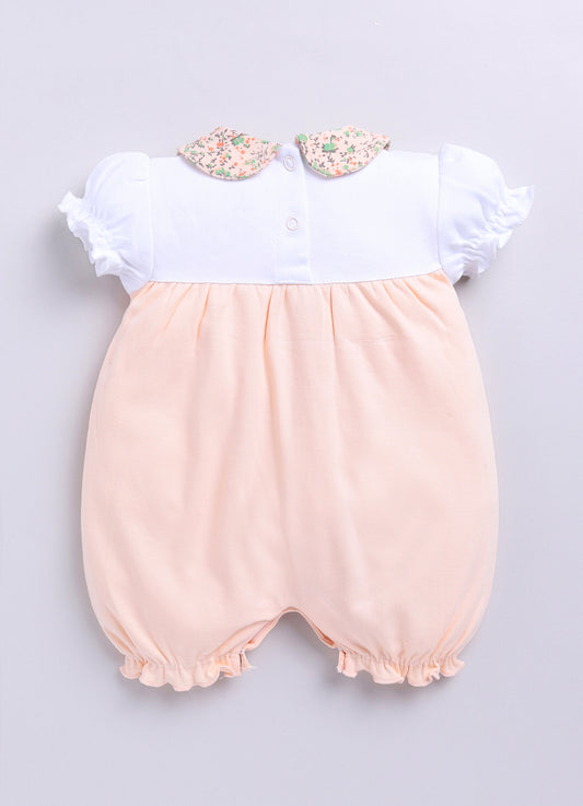 Half Sleeves Round neck Romper/Summer clothes/Creeper/new born/infent wear/ for Baby Girls 100% Pure Cotton-PEACH