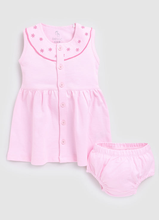 Sleeveless Baby Girl Frock/Dress with Pant-Pink