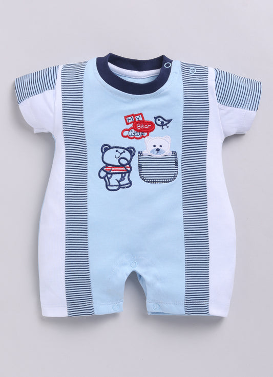 Half Sleeves Round neck Romper/Summer clothes/Creeper/new born/infent wear/ for Baby Boys 100% Pure Cotton-SKY