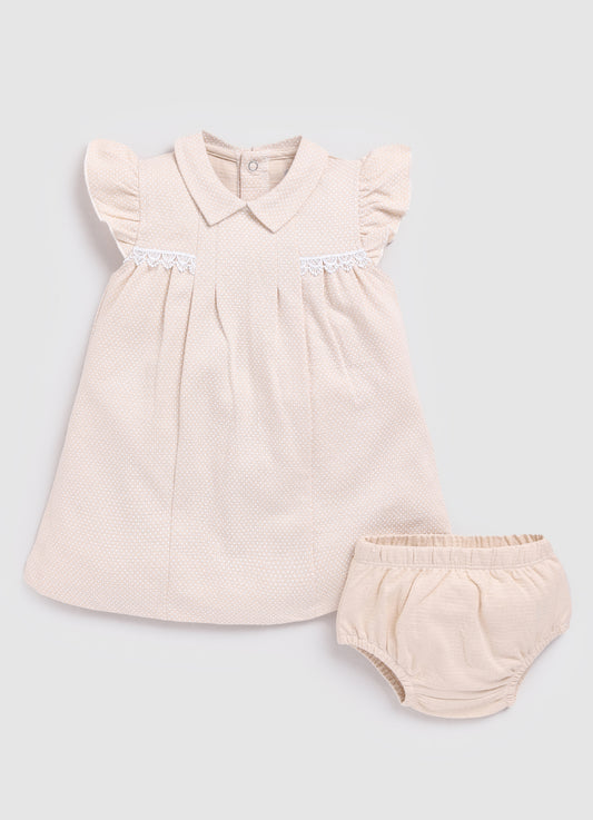 Half Sleeve Coller Neck Baby Girl Frock/Dress-Beige