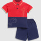 Boy's Printed T shirt with Short-Red