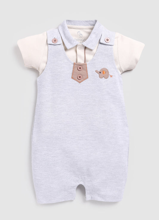 Cute Formal Baby Boy Dungaree-Beige