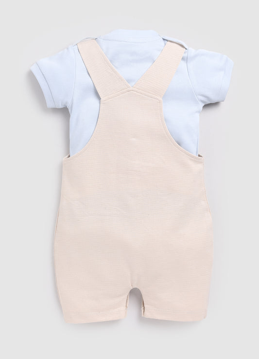 Baby Boy Cute Dino Dungaree-Beige