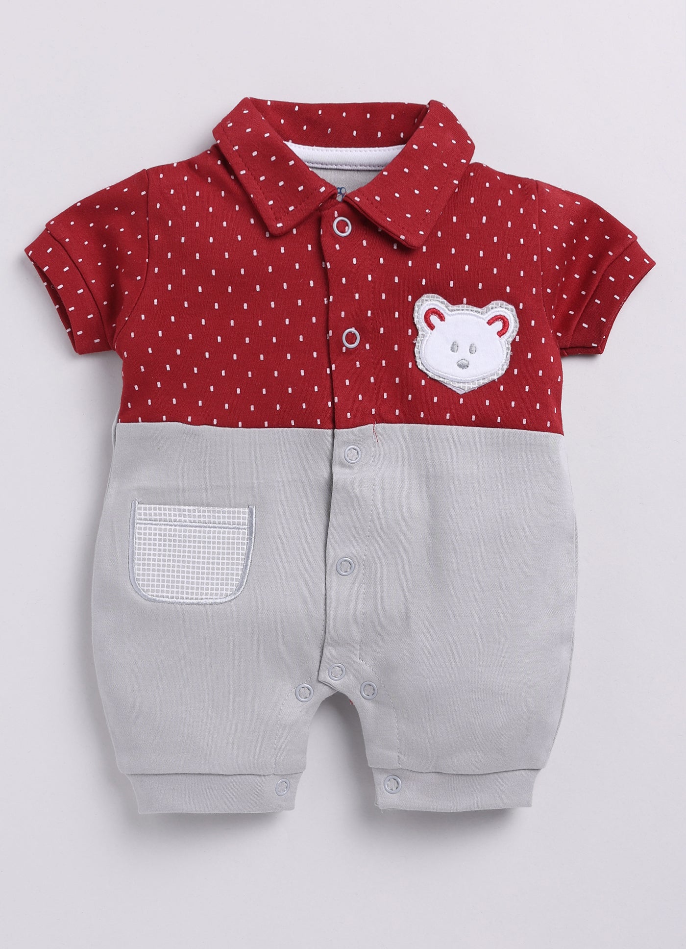Half Sleeves Round neck Romper for Baby Boys 100% Pure Cotton-GREY
