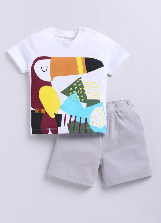 T-shirt and Shorts Set for Baby Boys 100% pure cotton-GREY