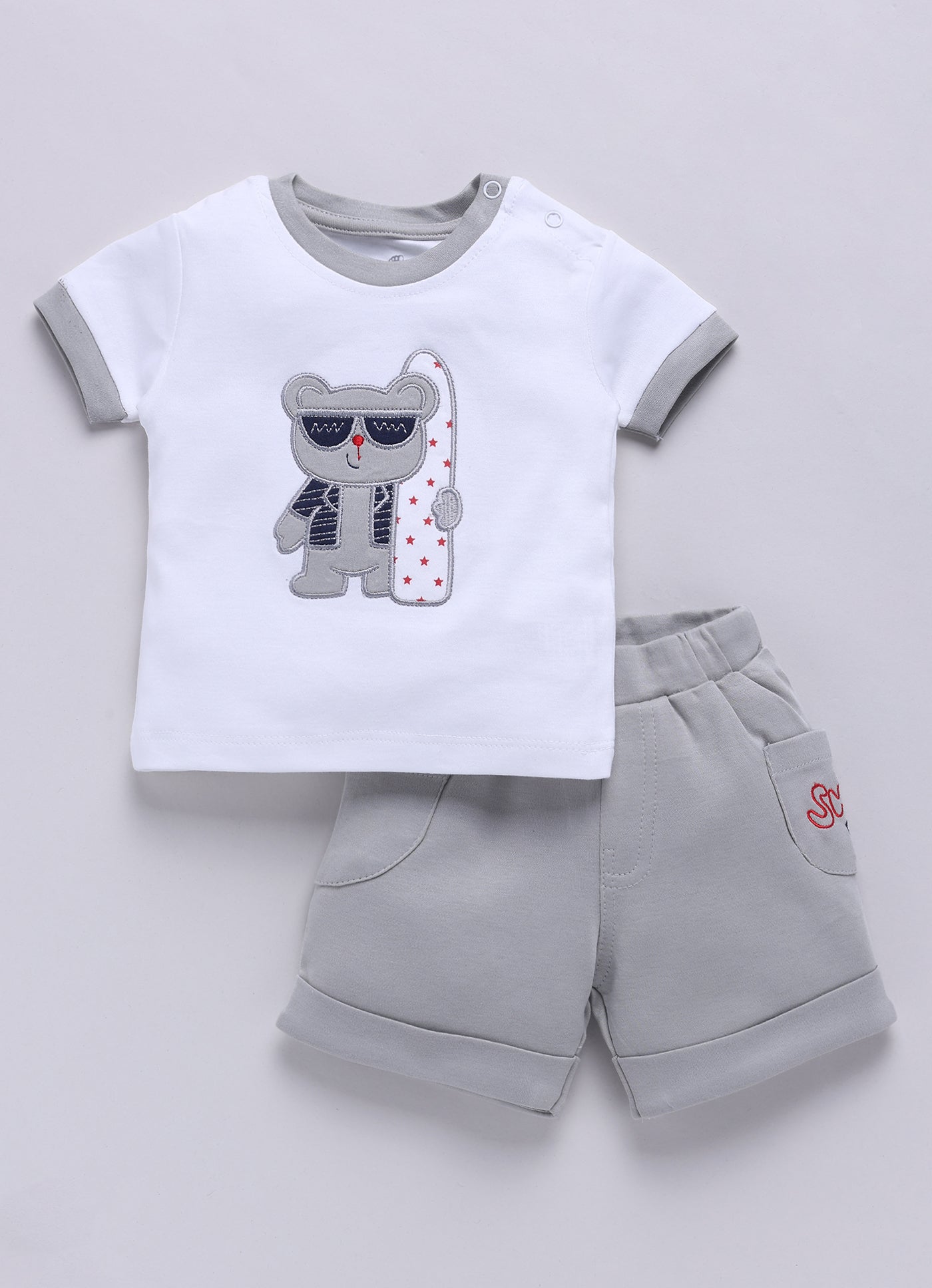 T-shirt and Shorts Set for Baby Boys 100% pure cotton-BEIGE