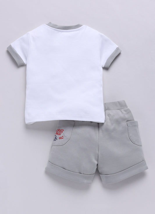 T-shirt and Shorts Set for Baby Boys 100% pure cotton-BEIGE