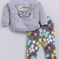 Unisex Baby Cotton Solid Top And Pajama Set GREY MEL