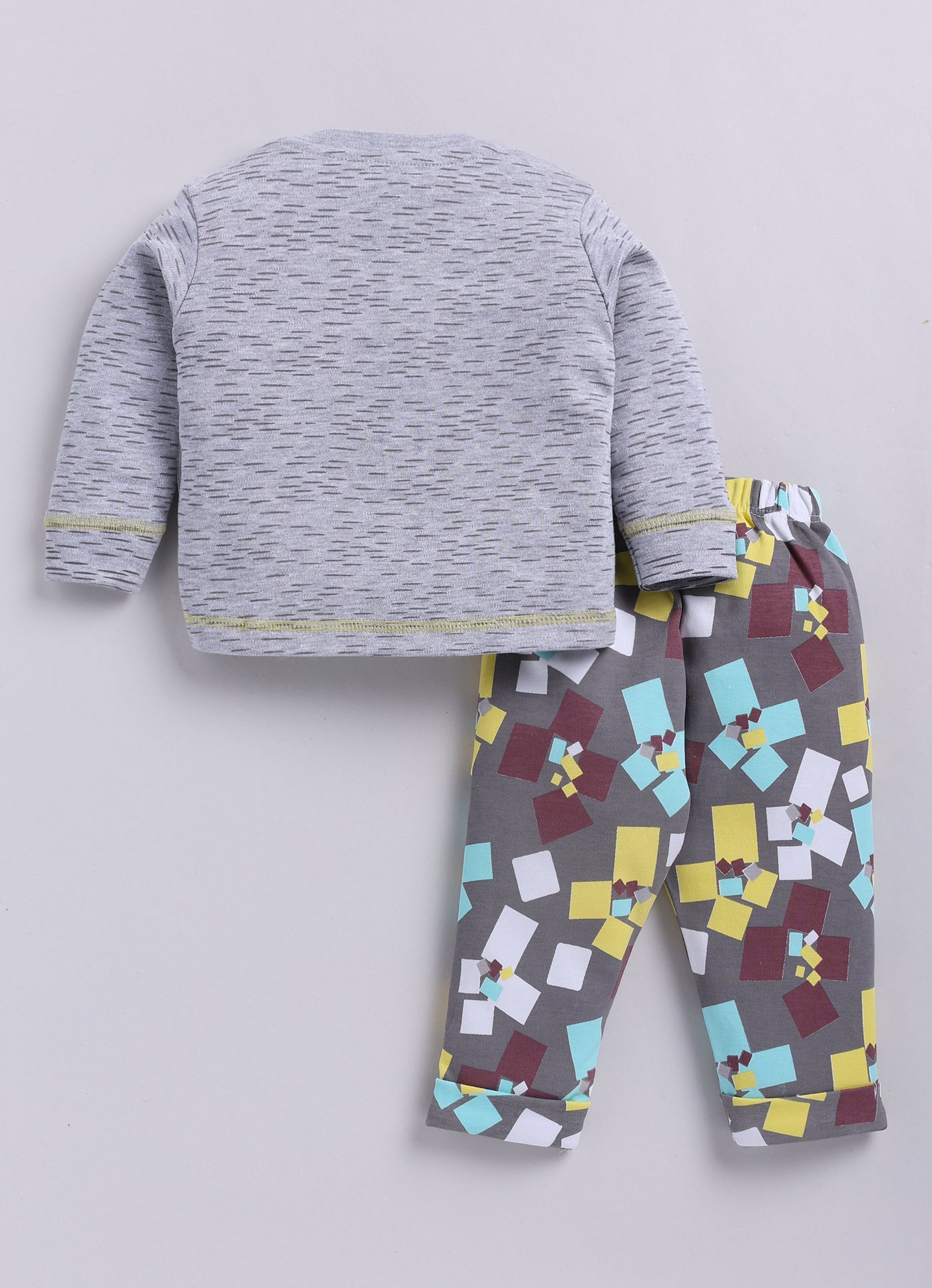 Unisex Baby Cotton Solid Top And Pajama Set GREY MEL