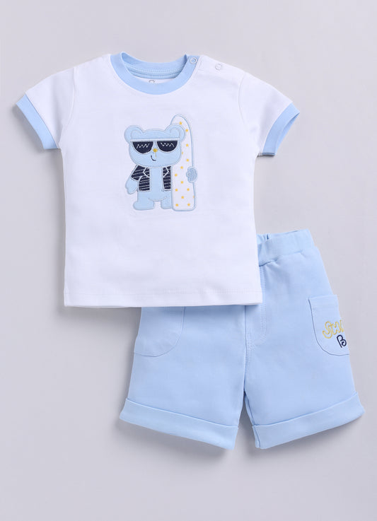 T-shirt and Shorts Set for Baby Boys 100% pure cotton-SKY
