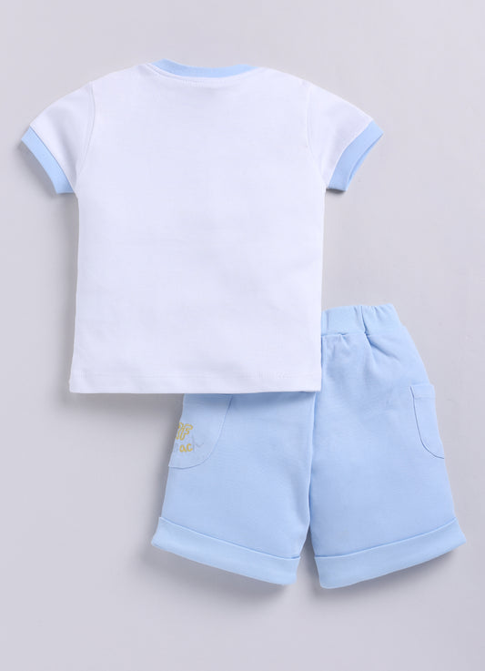 T-shirt and Shorts Set for Baby Boys 100% pure cotton-SKY