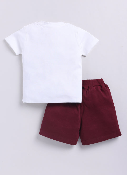 T-shirt and Shorts Set for Baby Boys 100% pure cotton-MAROON