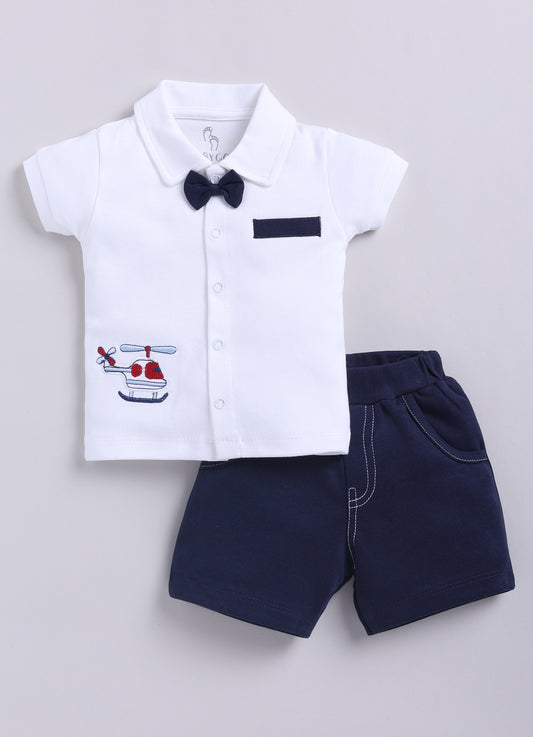 T-shirt and Shorts Set for Baby Boys 100% pure cotton-NAVY