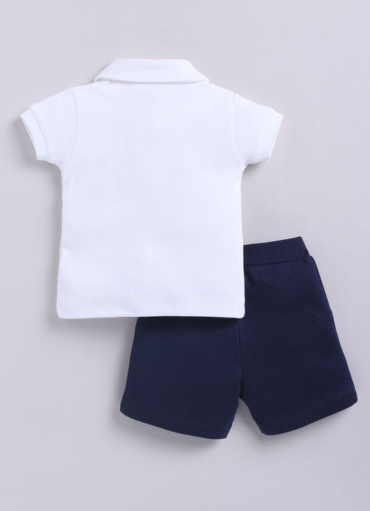 T-shirt and Shorts Set for Baby Boys 100% pure cotton-NAVY