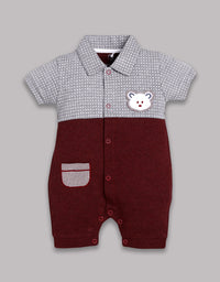 Half Sleeves Round neck Romper for Baby Boys 100% Pure Cotton-MAROON
