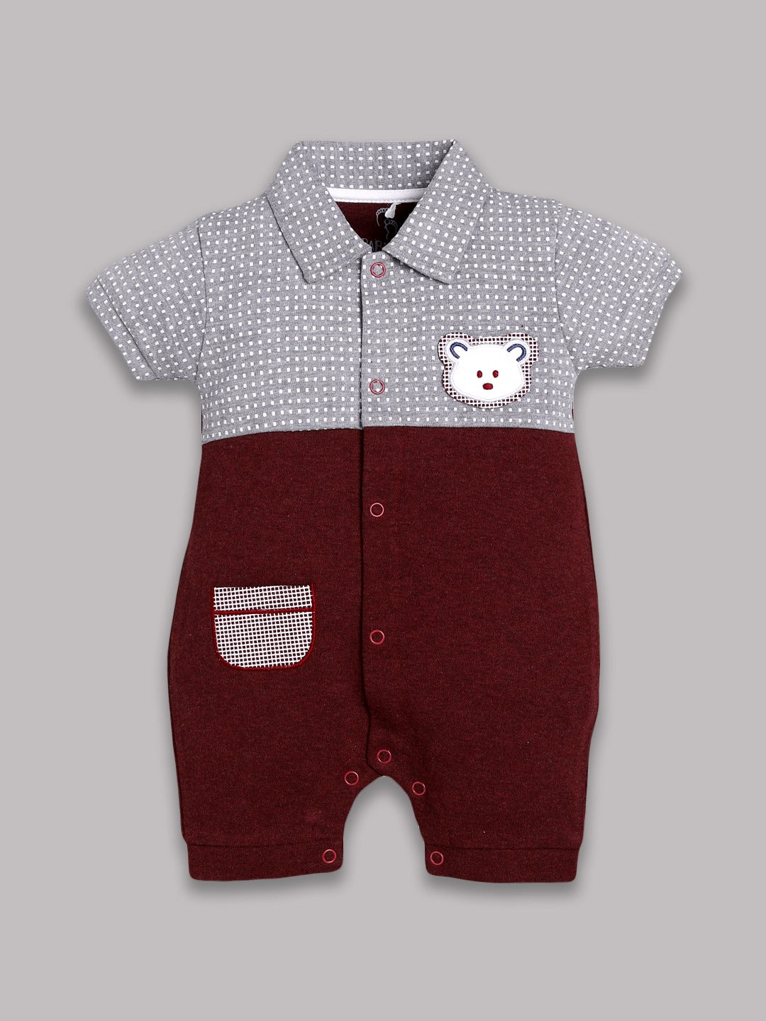 Half Sleeves Round neck Romper for Baby Boys 100% Pure Cotton-MAROON