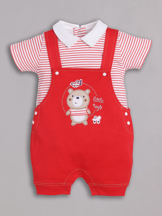 100% Pure Cotton Dungaree for Baby Boys-RED