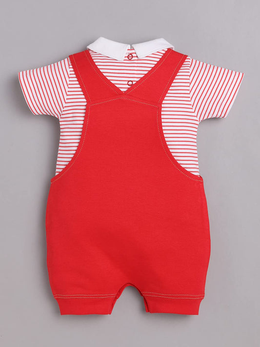 100% Pure Cotton Dungaree for Baby Boys-RED