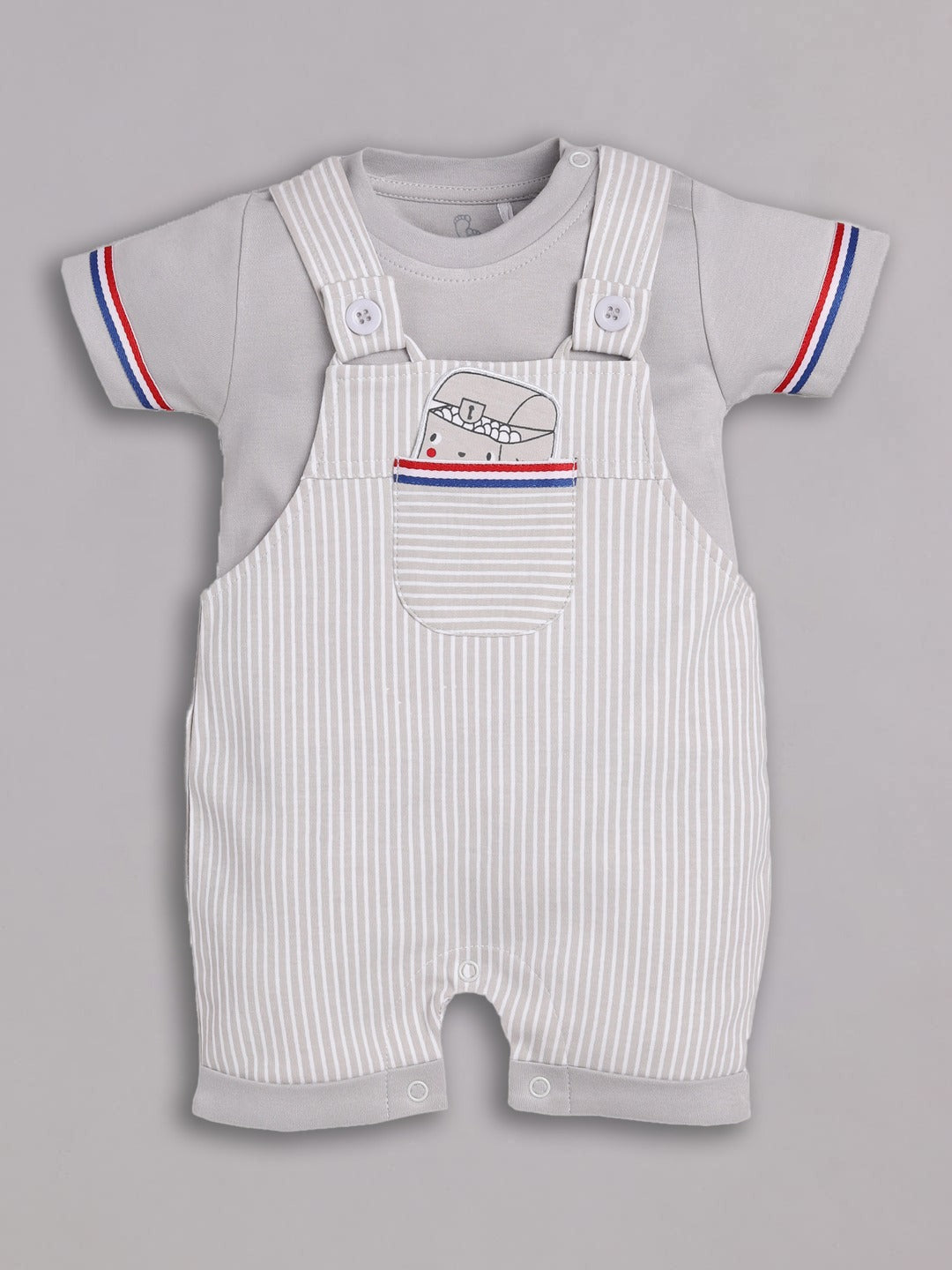 100% Pure Cotton Dungaree for Baby Boys-BEIGE