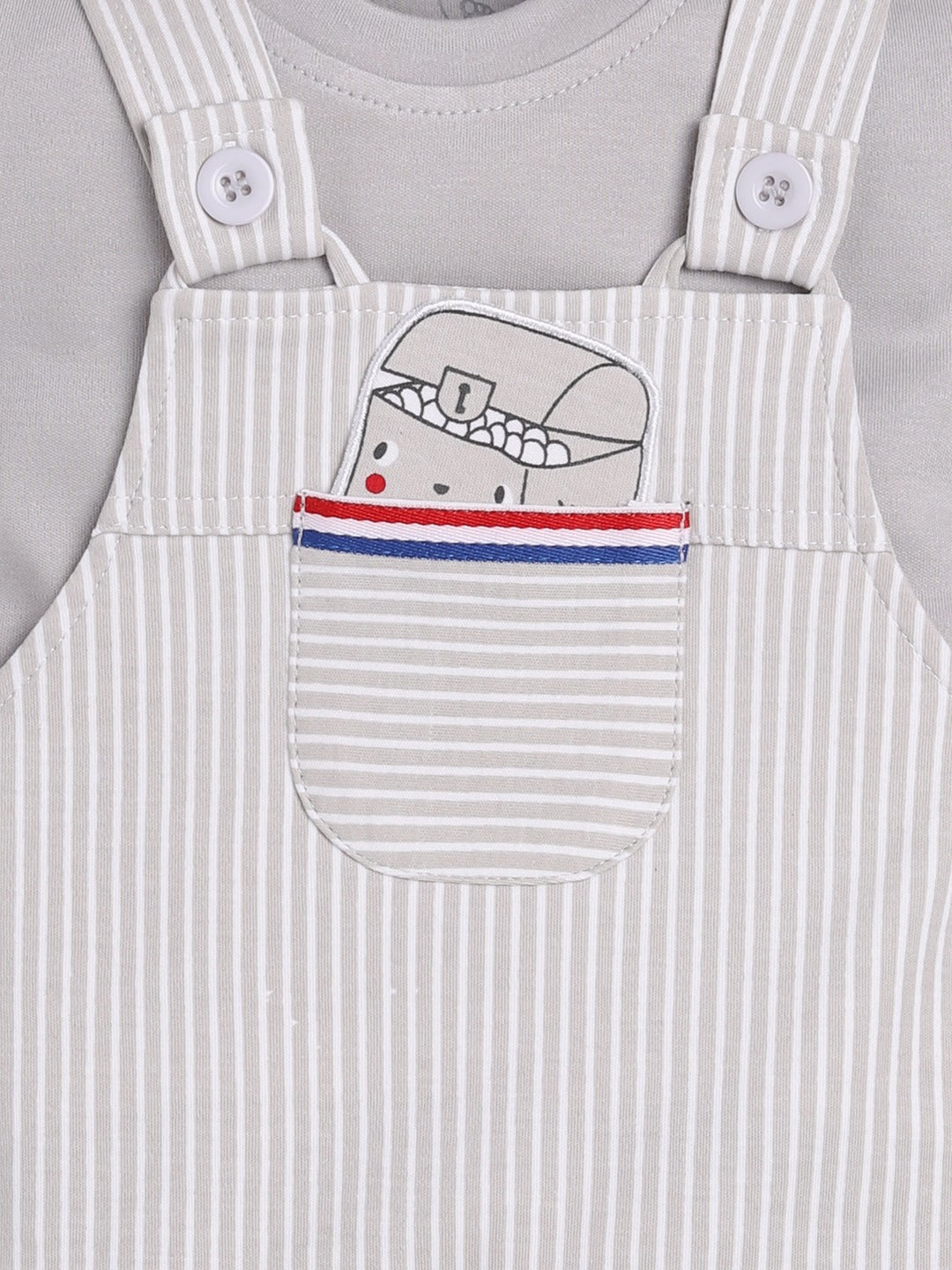 100% Pure Cotton Dungaree for Baby Boys-BEIGE