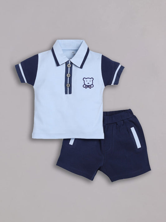T-shirt and Shorts Set for Baby Boys 100% pure cotton-NAVY