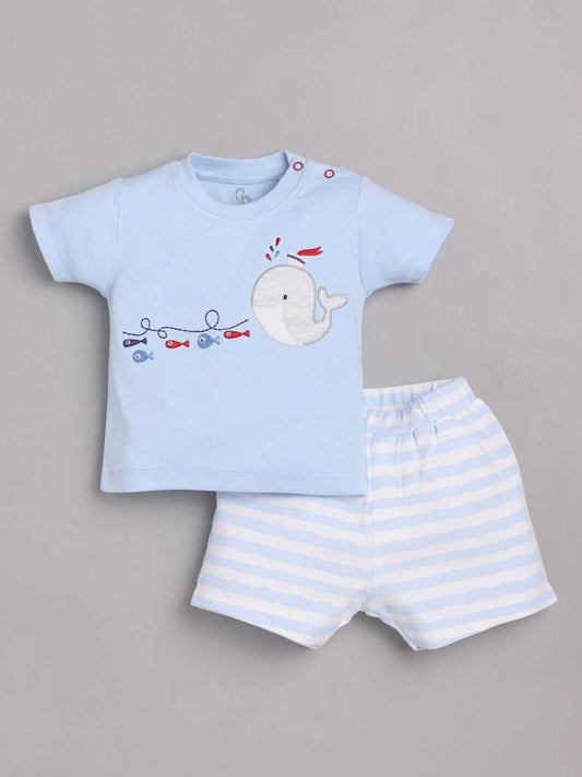 T-shirt and Shorts Set for Baby Boys 100% pure cotton-SKY