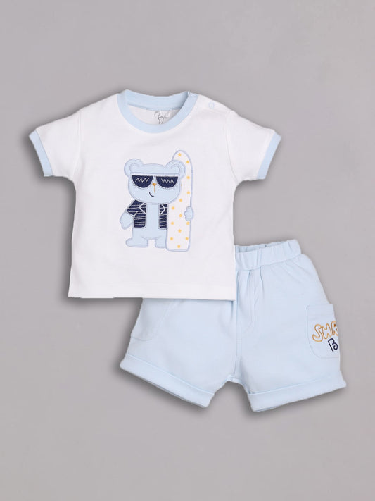T-shirt and Shorts Set for Baby Boys 100% pure cotton-SKY