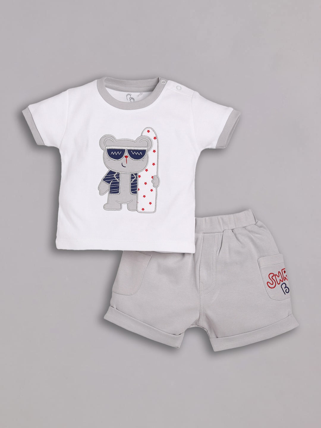 T-shirt and Shorts Set for Baby Boys 100% pure cotton-BEIGE