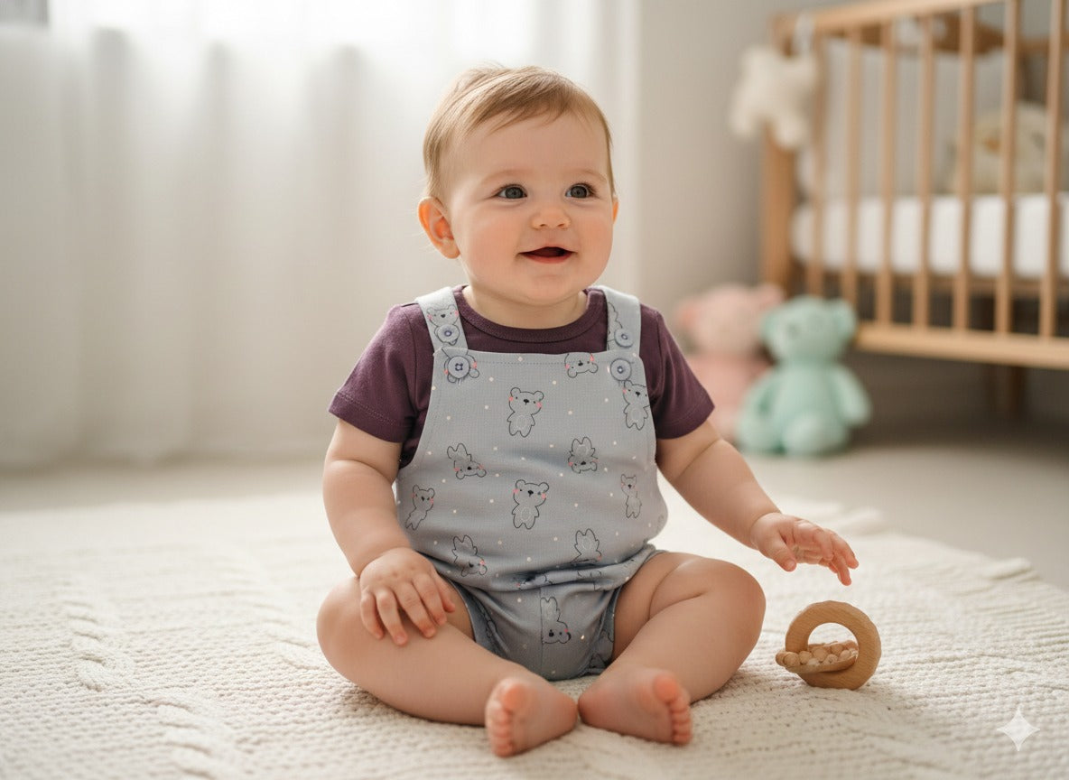 Half Sleeve Dungaree for Boys - Slate Grey