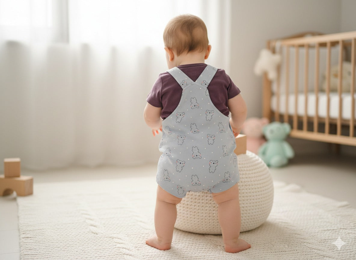 Half Sleeve Dungaree for Boys - Slate Grey