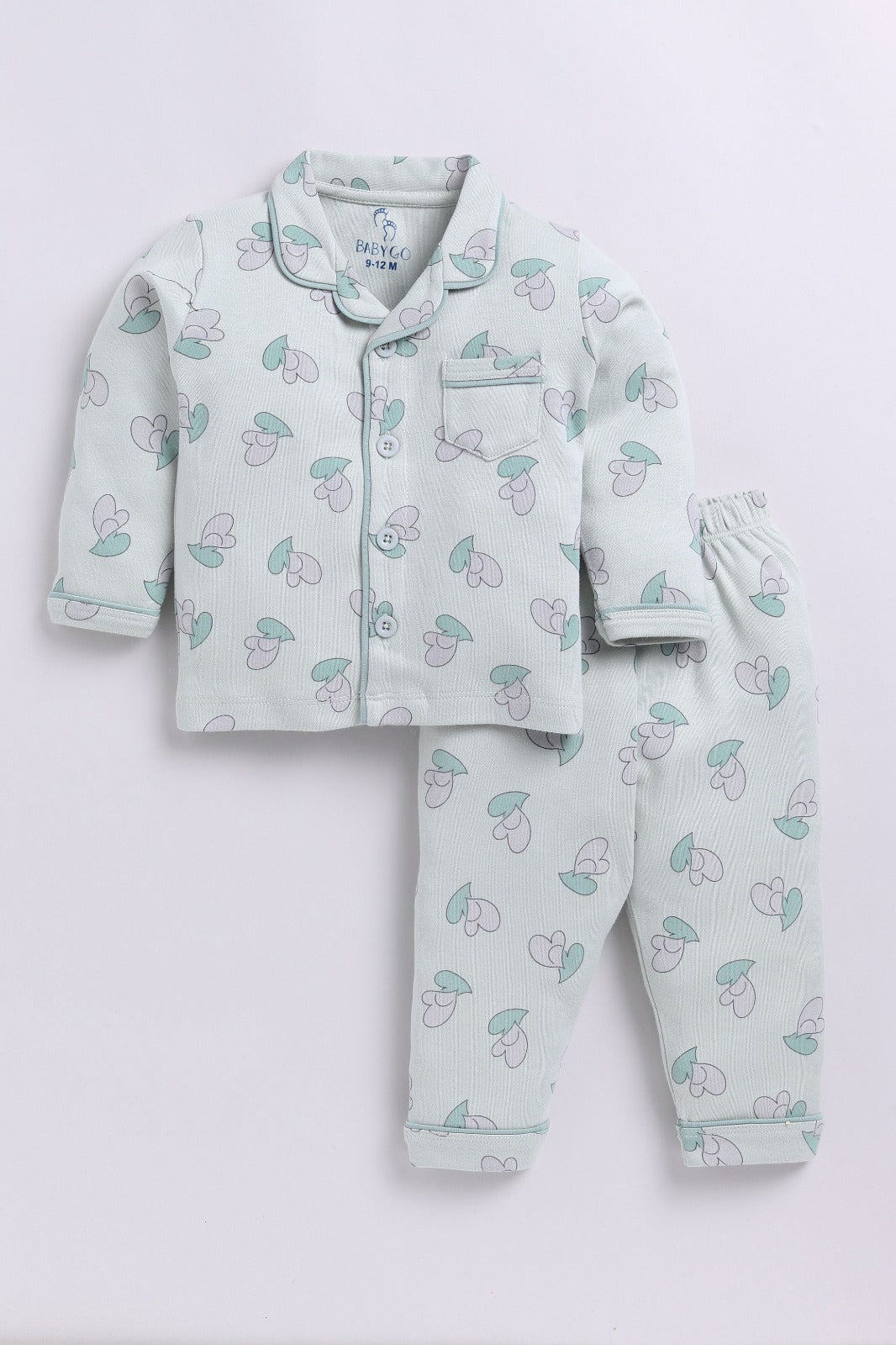 Cute Baby Girl Full Sleeve Night Suit-GREEN
