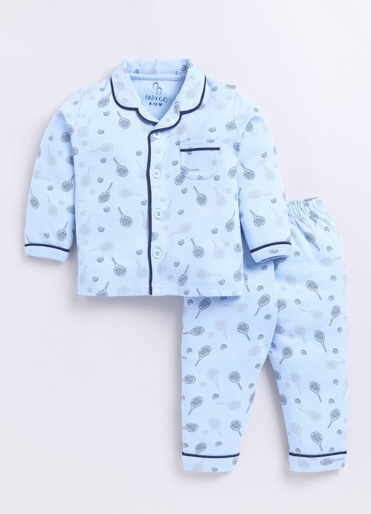 Fun Printed Baby Boy Night Suit-BLUE