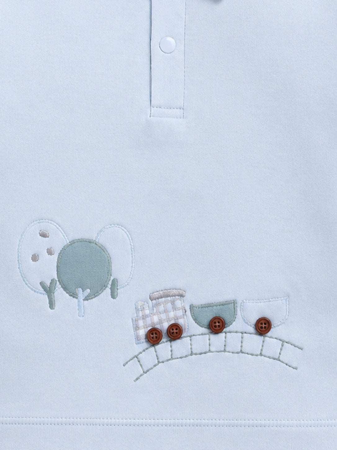 Top & Bottom for Boys - Mint Green Train Applique