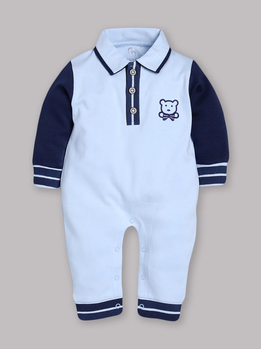 100% Pure Cotton Full Sleeves Rompers/Bodysuit/Sleepsuit for Baby Boys-SKY