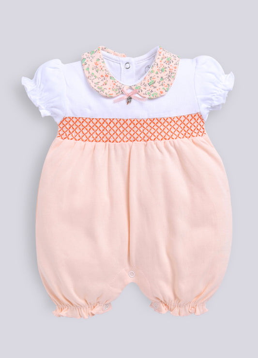 Half Sleeves Round neck Romper/Summer clothes/Creeper/new born/infent wear/ for Baby Girls 100% Pure Cotton-PEACH