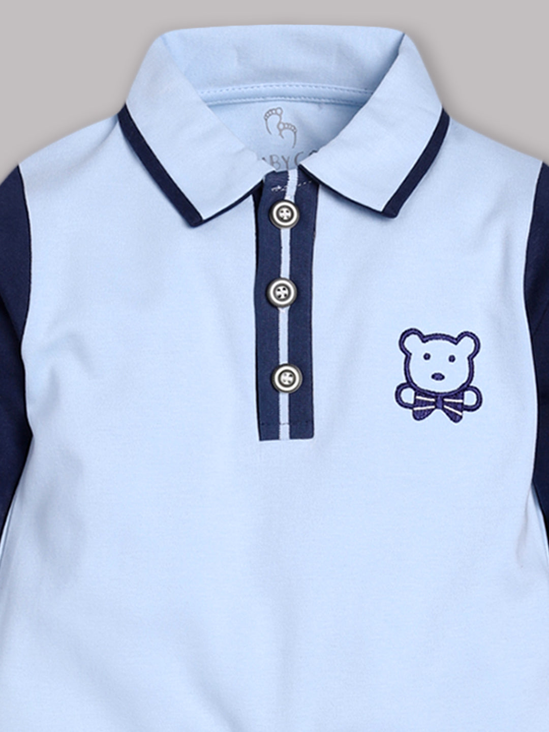 100% Pure Cotton Full Sleeves Rompers/Bodysuit/Sleepsuit for Baby Boys-SKY
