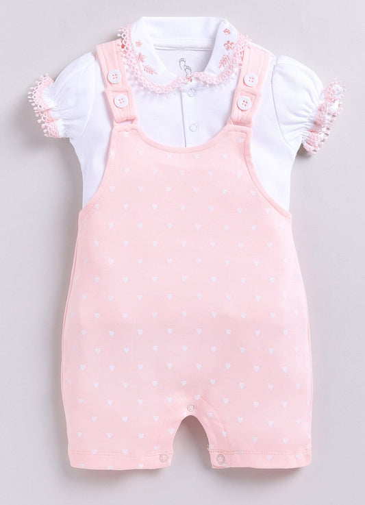 Girl's cute dungaree-Peach
