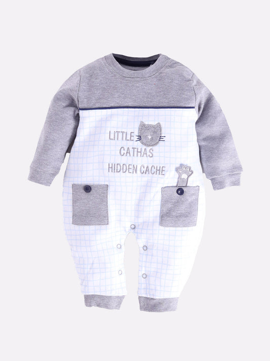 Cute cat prinetd full sleeves Rompe for Baby Boy-MAUVE