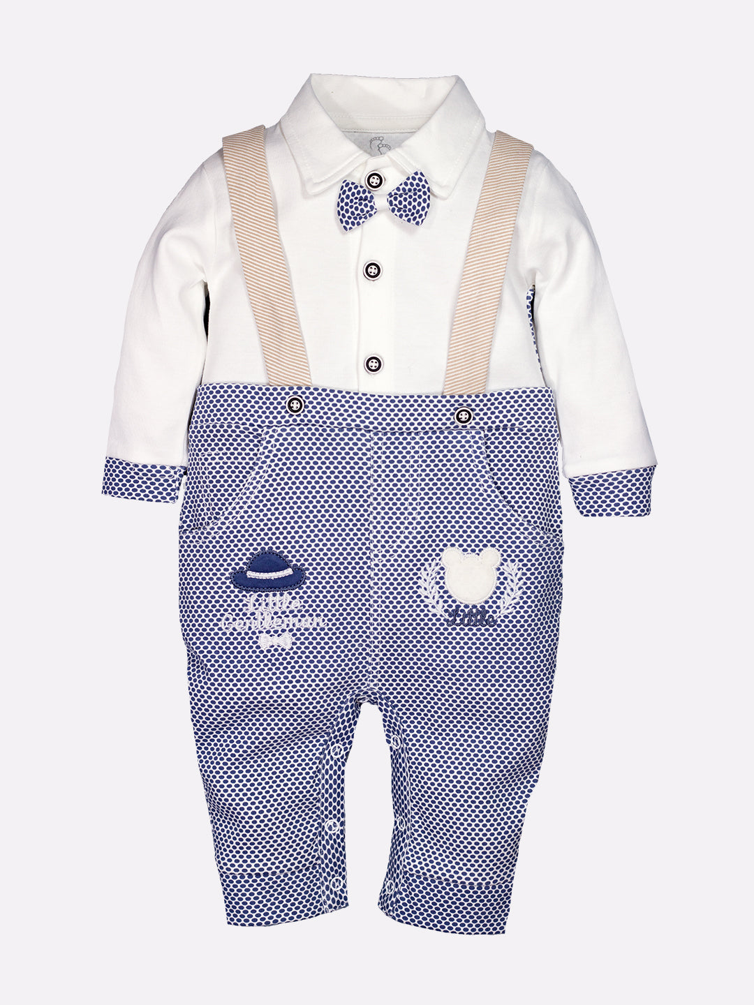 Romper with a bow for Baby Boy-NAVY